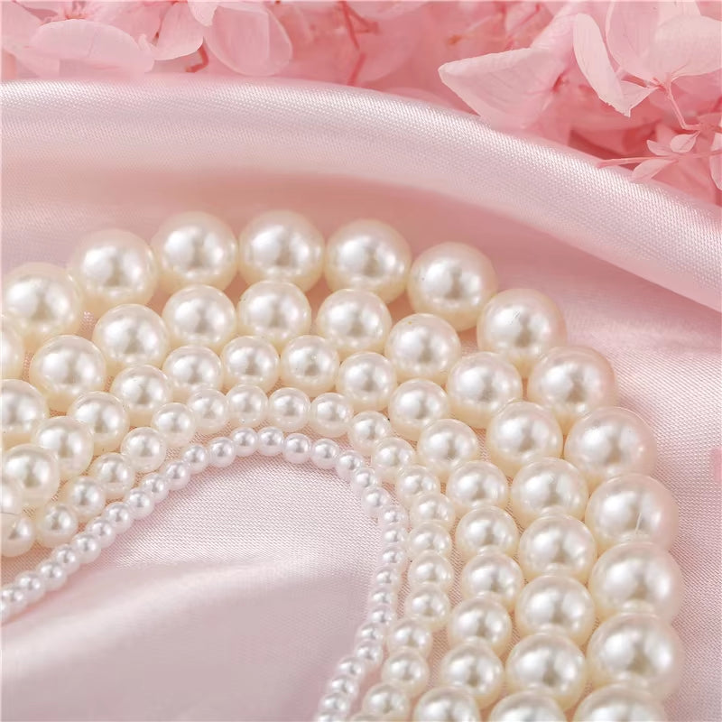 Elegant Vintage White Imitation Pearl Choker Necklace for Women Big round Pearls Beaded Wedding Necklace Charm Fashion Jewelry